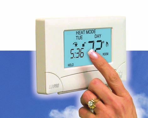 Deluxe Programmable s from LuxPro PSP711TS Touch Screen, Deluxe Programmable Profile: Easy to use, fully programmable, touch screen thermostat for single stage heating and cooling systems.