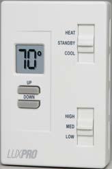 Optional Decorative Wall Plate 5 Minute Delay 12 PSDFC150 and PSDFC159 Fan Coil s Profile: Line voltage, digital thermostats with large, easy-to-read displays for fan coil cooling only systems or