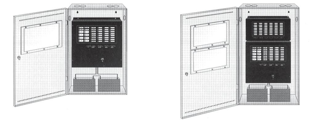 TBB-1024 This enclosure is capable of handling one TMCC-1024-6 or TMCC-1024-12 Main Chassis and up to 17 AH Batteries. The TXL-1024TR Semi-Flush Trim Ring is required for flush mounting.