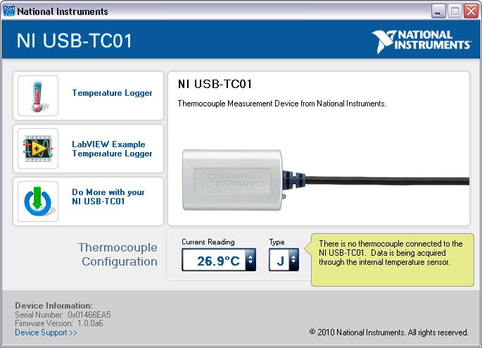 Figure 8. NI USB-TC01 Software Open Thermocouple Message Note During an open thermocouple condition, some invalid values may be returned before the open thermocouple is reported.