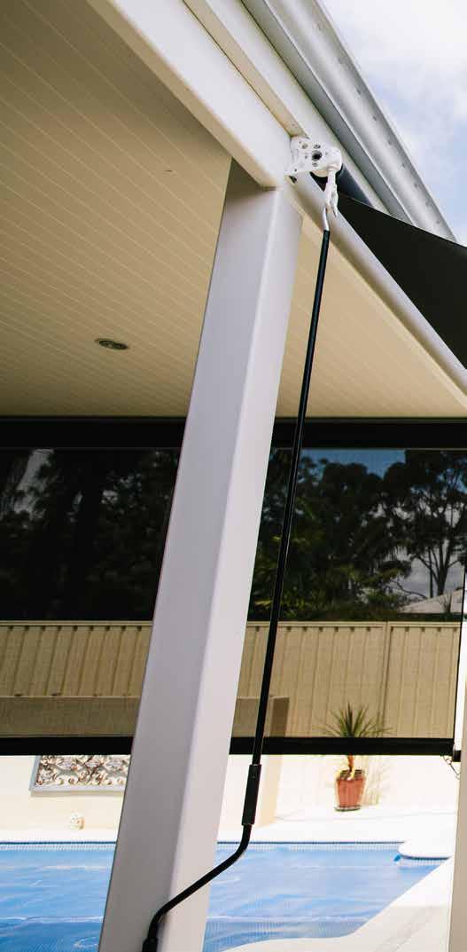 ROOF TO FENCE BLINDS Roof to fence blinds are suited for shading smaller spaces surrounding your home. They are perfect for backyards and al fresco areas.