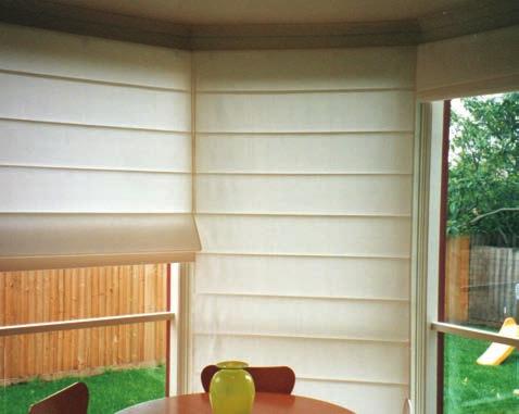 Operated by a cord pull and tied off to a rope cleat, Roman Blinds can be lifted to virtually any position.
