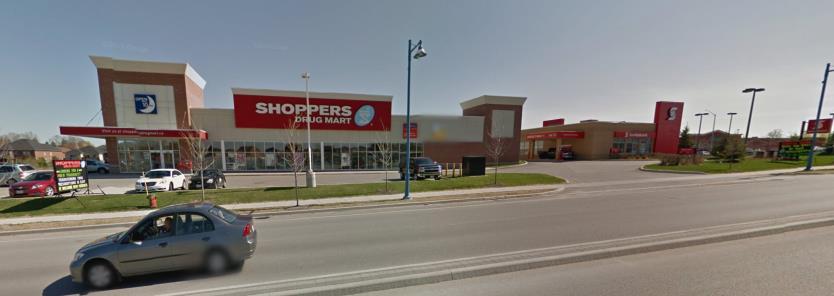 Figure 10 - Shoppers Drug Mart and Scotiabank at the south east corner of Innisfil Beach Road and Jans Boulevard.