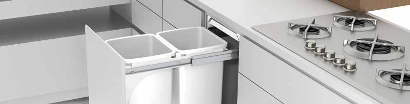 The friction-fitted lid helps to control waste odours in the kitchen.