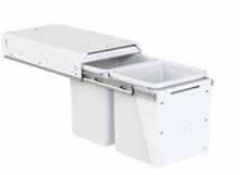 2 x 15 litre buckets Floor Mounted 306mm w x 348mm h x 520mm d KK4F* / Handle Pull / Arctic White KK6F / Door Pull / Arctic White Quality, robust under the sink solution.