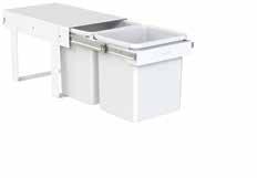 2 x 15 litre buckets Floor Mounted 302mm w x 308mm h x 507mm d KCF215SCH* / Handle Pull / Arctic White KCF215SCD / Door Pull / Arctic White Quality, robust under the sink solution.