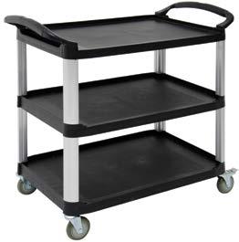 99 LIGHT DUTY CARTS Built to carry up to 500 lbs Plastic 3-Shelf Cart Adjustable shelves measure 26 3 /4L x 17 1 /2W and hold