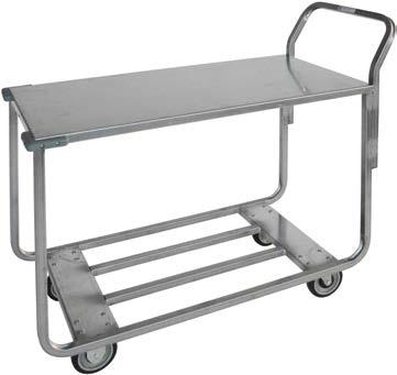com 3-Shelf Stainless Steel Cart Stainless steel construction with a brushed finish. Four swivel casters with non-marking rubber wheels and 2 front bumpers. 500 lb.