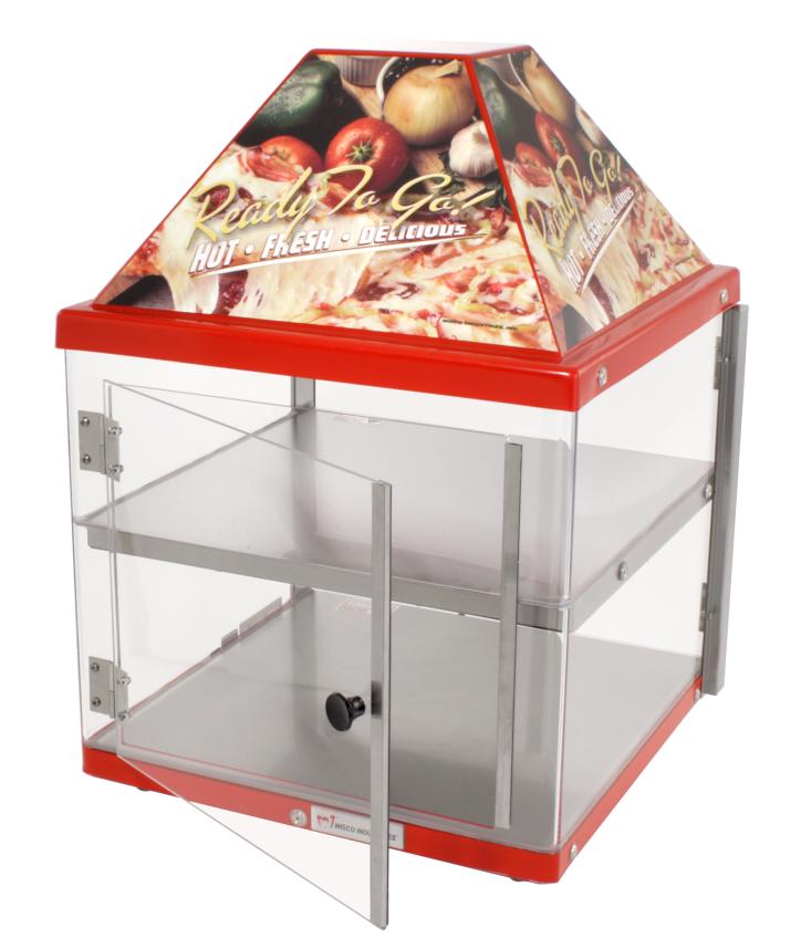 to above 150 F - 2 heated, illuminated shelves - Each shelf accommodates up to a 16 pizza - Optional racks available (1 per