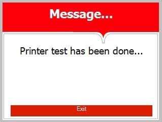 When the printer has finished, the following screen will be displayed: In order to exit this screen, press the START/STOP key. 5.2.3.