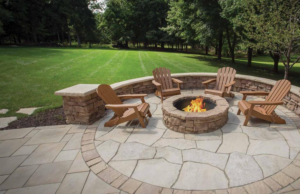 ROUND FIRE PIT KIT, BELVEDERE, & OLD MISSION Shown in Auburn Ridge FIRE PIT KITS RosettaHardscapes.
