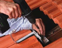 Fixing system with brackets for wooden and concrete roofs. Suitable for roofs with tiles and curved tiles.