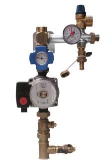 connection Flush mounting with steel bracket included Model MRDP Flow regulator with 4-15 l/1 flow meter with integrated load system Incorporated deaerator with manual bleed valve Ball valves with