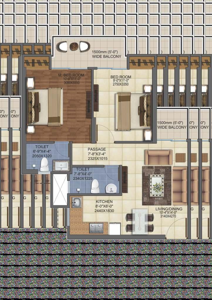 Floor Plans MIG-1A (2 BHK) 2 BED ROOM, 2 TOILET 1 LIVING/DINING, 1 KITCHEN 2 NOS BALCONIES SUPER AREA=78.97sq.mtr./850.00sq.ft. CARPET AREA=49.57sq.mtr./533.60sq.ft. BALCONY AREA=6.70sq.mtr./72.20sq.
