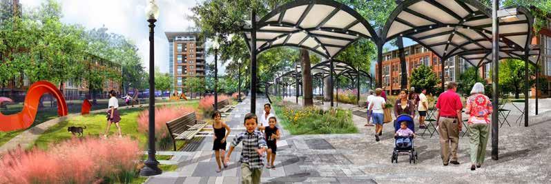 RENDERING OF LANSBURGH PARK Permanent improvements on and along 10th Street, SW will likely be phased because of the complex redevelopment and infrastructure conditions.