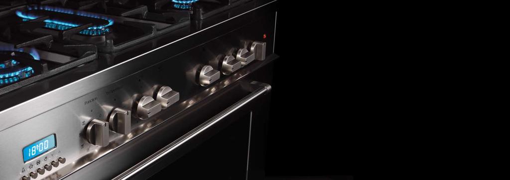 UPRIGHT OVENS DOOR AND OVEN COOLING ANTI-FINGERPRINT flame failure safety triple ring De Longhi Upright Ovens are equipped with an innovative system for both the door and oven.