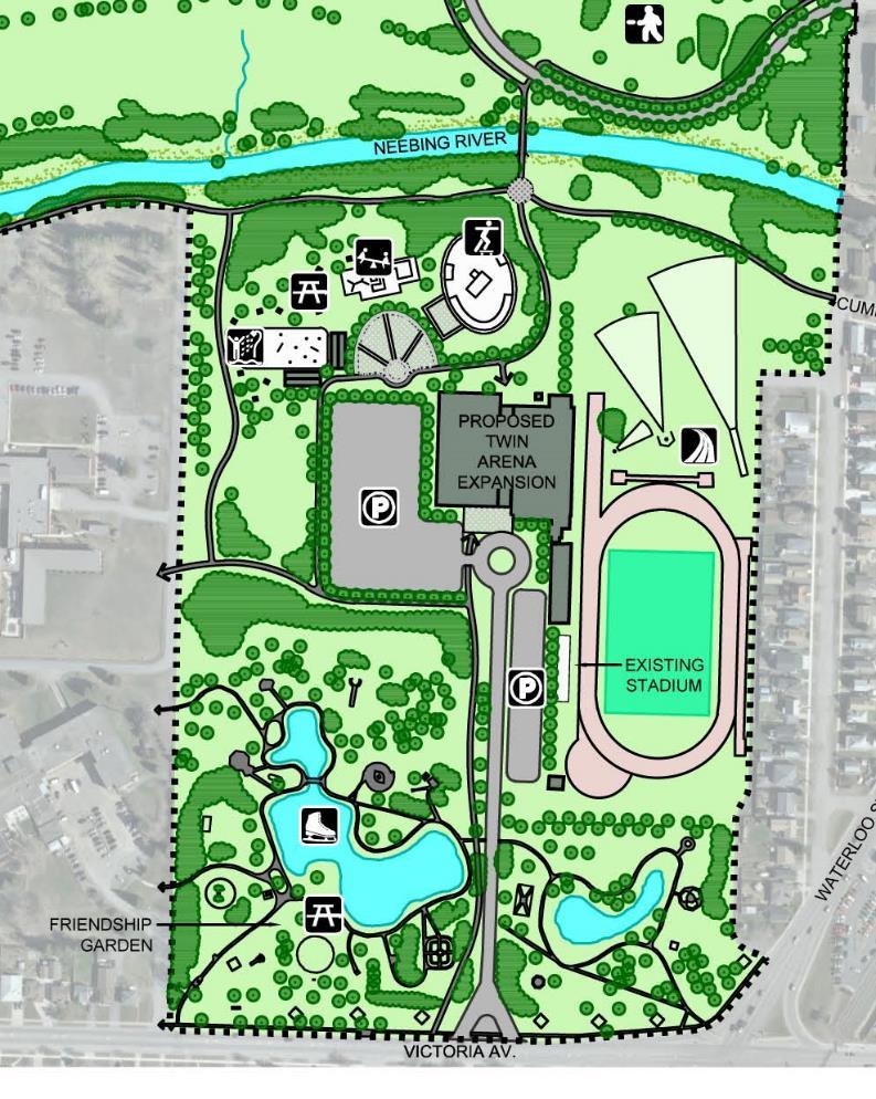 KEY MAP CONCEPT PLAN Chapples South Playground Splash Pad Urban Plaza Enhanced Connections to Adjacent Land Uses Skate / BMX Park Expanded Track and Field