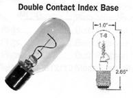 8 Double Contact Bayonet Base Bulbs Double Contact (S-8) 1" Diameter Bayonet Base (BA15D) Part # Trade # Volts Amp/Watt CP L.O.L. M.O.L. Rated Hrs Per Card ANC 520094 94 12.8 13.