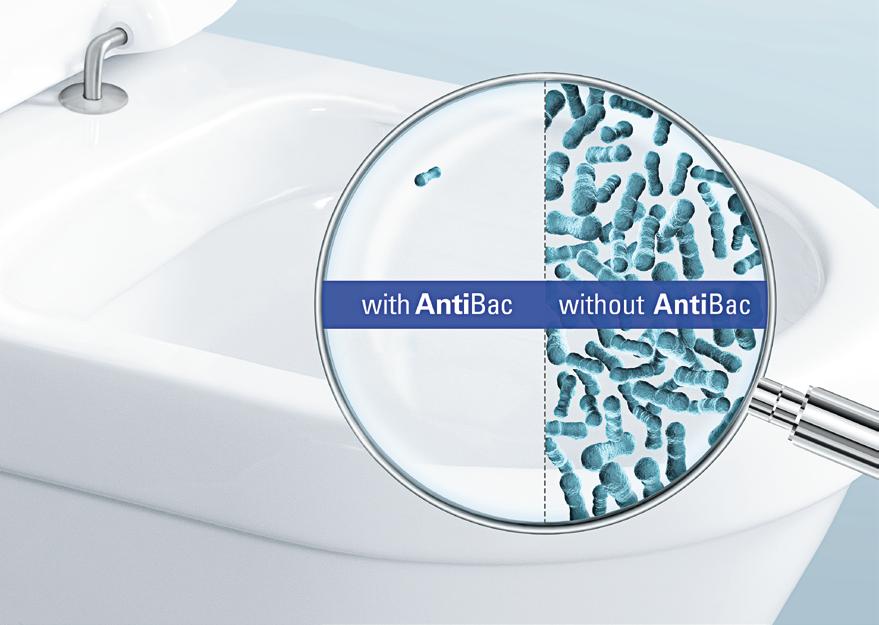 ANTIBAC Lasting protection against bacteria This innovative surface technology provides a significant improvement in hygiene properties. AntiBac reduces bacterial growth by more than 99.