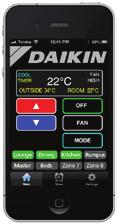 In conjunction with Daikin s BRP15A61 SKYFi Interface*, the easy to use Daikin SKYFi controller lets you use your smartphone or tablet to control your Daikin Ducted air conditioning via Wi-Fi or the