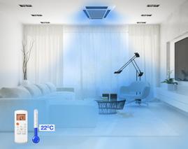 The 4-way airflow improves air circulation and minimises hot or cold spots within a room.