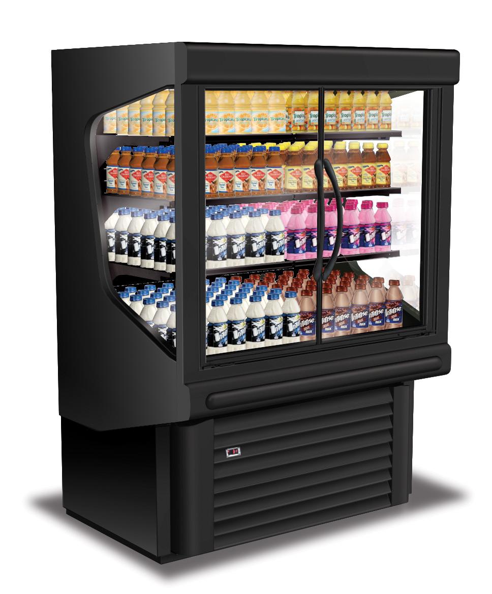 MD4060DA Self-Contained, Multi-Deck Medium Temperature Merchandiser Advanced Design. - Glass ends for side visibility. - Heavy-duty, anti-microbial door handles. Merchandising with Style.