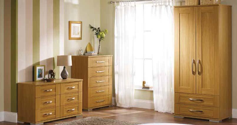 16 dreams.co.uk 17 Oslo Alpine Oak or Black Cream or Mushroom Stylish brushed metal handles and feet Easy-glide drawer runners Linen effect interiors throughout H48.6cm x W40.6cm x D44.