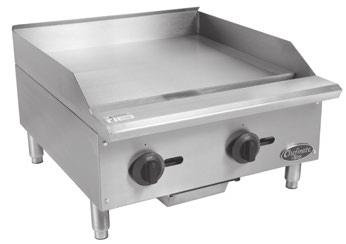 grates with 3 adjustable grilling positions Adjustable pilots with front access Adjustable legs with stainless steel feet Unit ships Natural Gas with LP conversion kit included Configuration Cooking
