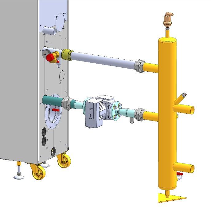 The kit contains a plate heat exchanger including connection material, automatic de-aerator, expansion vessel and flow pipe.