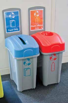 Vibrant coloured lids with a choice of aperture options are available to encourage correct recycling usage. 85 Litre Model Available as a 60 litre or 85 litre capacity unit.