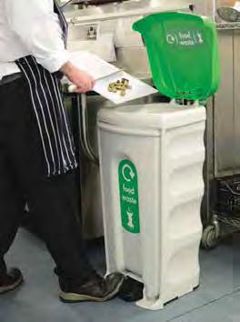 The foot pedal operated lid enables a hands free operation to comply with Environmental Health Standards and provides ease and speed of disposing food waste.