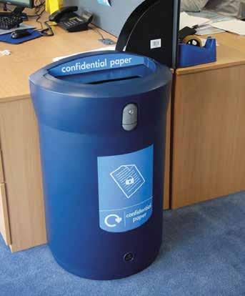Envoy Recycling Bin Envoy D-shaped recycling bins are designed to take up minimal space.