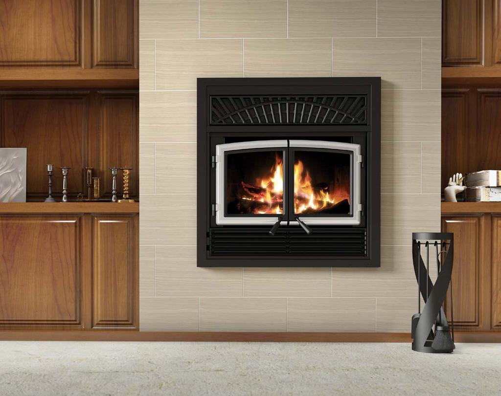 With black doors and brushed nickel louver kit With brushed nickel doors and rustic-style cast iron louver torsade Fireplace tool sets See page 27 Zero clearance wood fireplace solution 2.