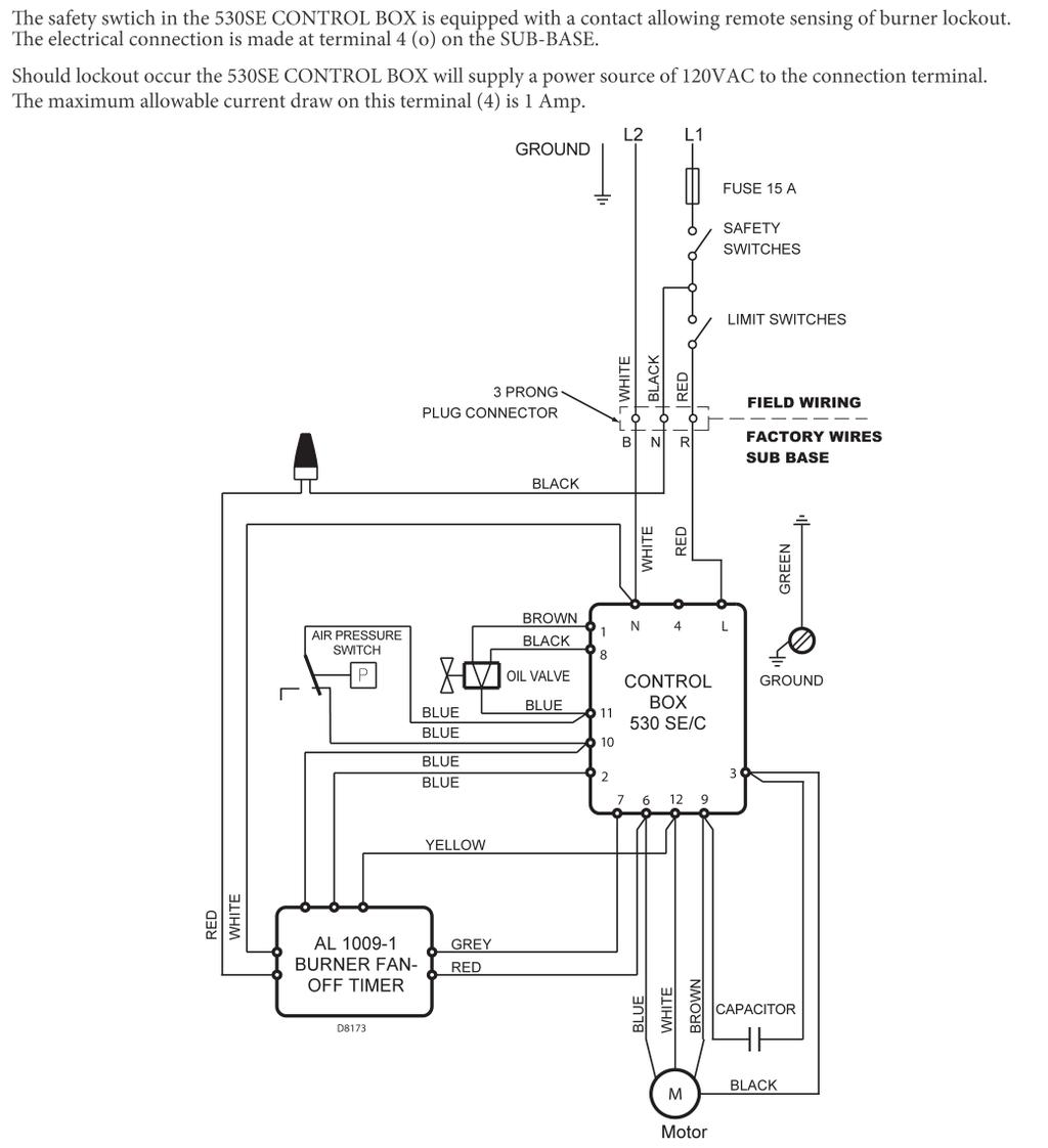 WIRING DIAGRAMS Figure 13 - Riello Wiring Diagram With Post Purge Timer And Blocked Flue Pressure Switch Safety If a