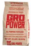 GENERAL LANDSCAPE FERTILIZER & SOIL CONDITIONERS Gro-Power 5-3-1 Our all purpose fertilizer and soil conditioner can be used for most fertilizer needs with maximum results, this complete product can