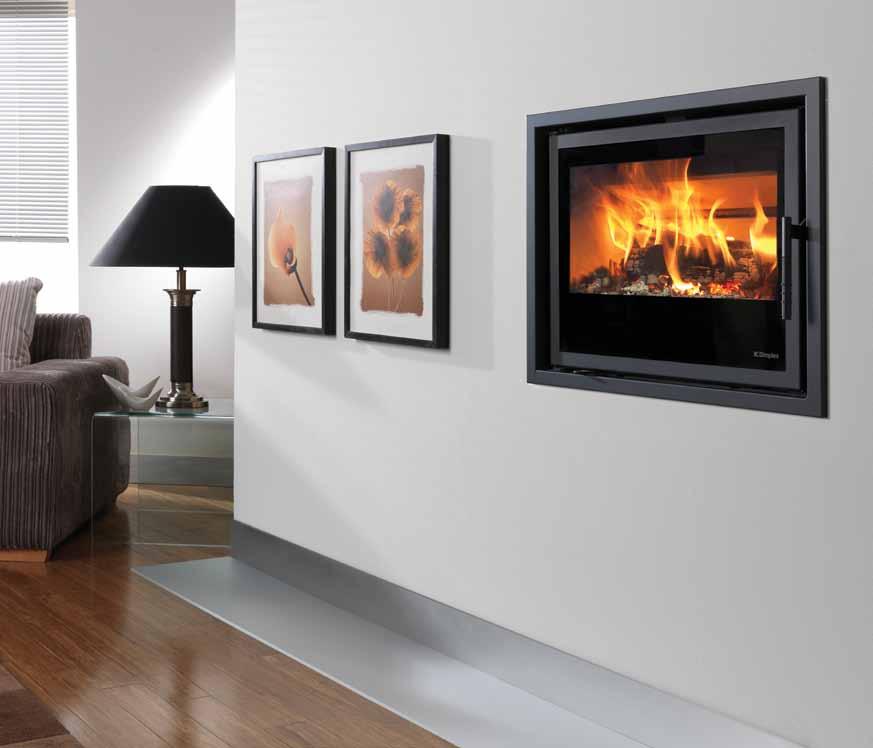 DC700 Eddington Inset wood-burning appliance Standard EN13240 Tested heat output: 8kW Patented Alutech self-cleaning interior Supplied with frame (as shown), can also be installed without frame