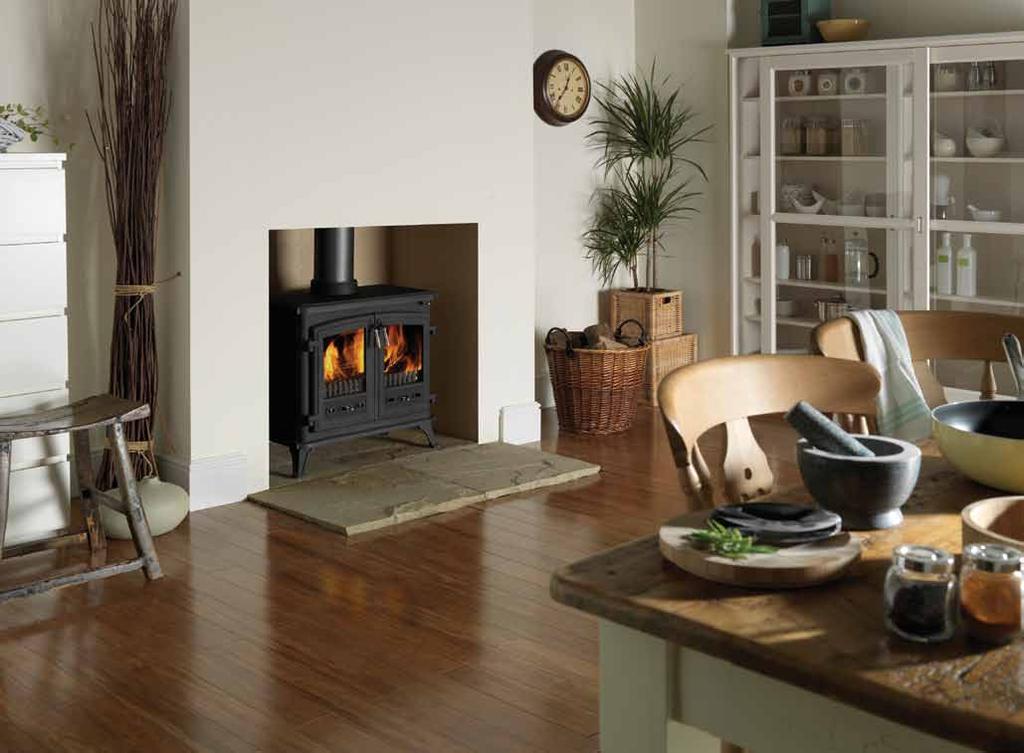 Westcott 12 Multi-fuel appliance suitable for burning wood and most approved, manufactured smokeless fuels Standard EN13240 Tested heat output: 12.1kW (wood), 12.