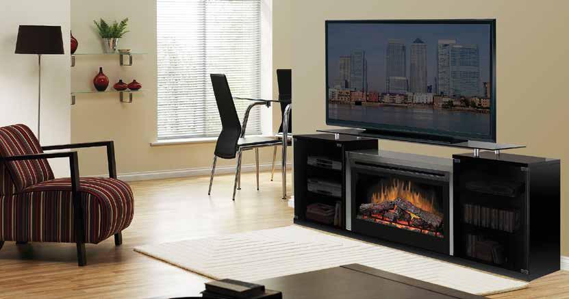 entertainment units Marana Elevated above a modern stainless steel firebox enclosure, the sturdy, smoked-glass top creates a sleek display space for the latest flat screen TVs.