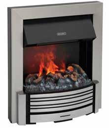 Stylish contemporary inset fire with 3D Opti-myst flame and smoke effect 2kW heat output with two heat settings Flame effect can be used independently of heat source Silent flame and smoke effect