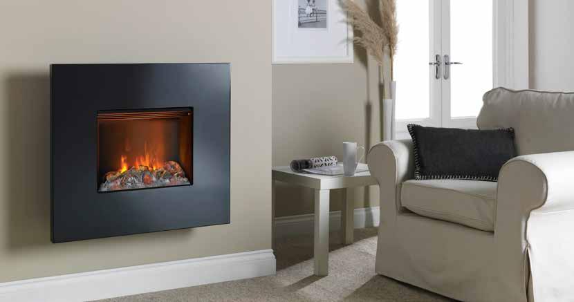 opti-myst 3D fires Pemberley With a vibrant high gloss black fascia and a sleek design, the Pemberley wall fire will add a modern and cosy atmosphere to your room.