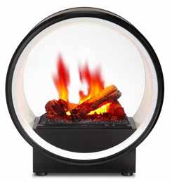 Stylish contemporary fire with fully controllable, silent 3D Opti-myst flame and smoke effect Open back and front for 360 viewing Suitable to move from room to room Silent flame and smoke