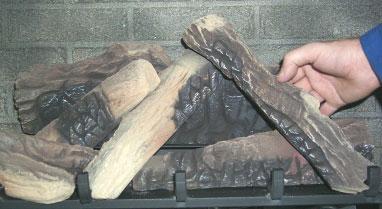 02-97 6) Sit Log 02-50 on the front left side of the burner.