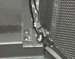 2) Fit the pin on top of the screen into the pin hole located in the