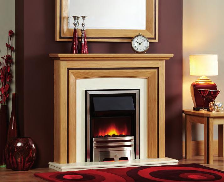 Bianca Finish Fire: Focusflame Stainless Grace Matlock Electric Solid timbers and skilfully worked details on the Matlock generate a feeling of quality and style rarely seen on small fireplaces.