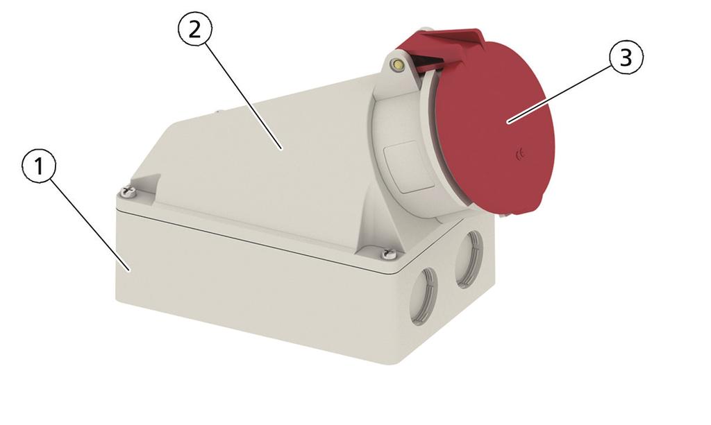 5 Design Based on an example, the following figure illustrates the main components of a QUICK-CONNECT surface-mounting/panel-mounting socket outlet or a plug.