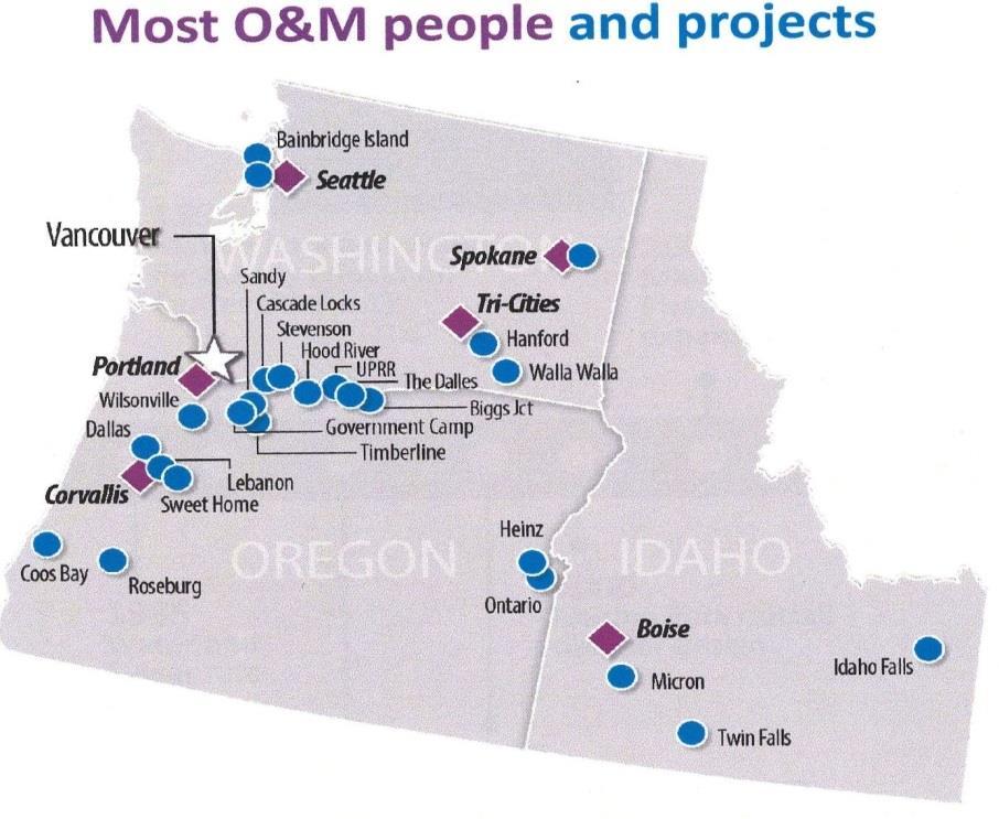 CH2M In the Northwest 5000 employees in the Northwest O&M for: Seattle Wilsonville Spokane County