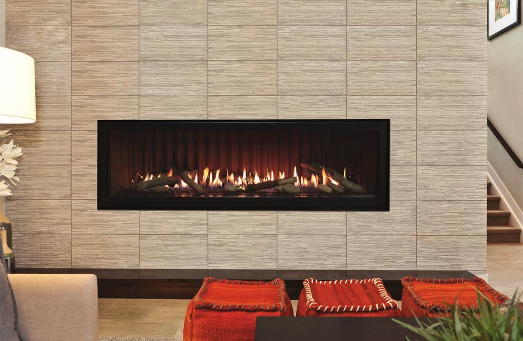 Boulevard Linear Fireplaces Boulevard 60-inch Direct-Vent Fireplace with Ridgeback Corrugated Liner, Logs, Rocks, and Coils Tailor the Boulevard 60-inch to suit your taste, starting with an elegant