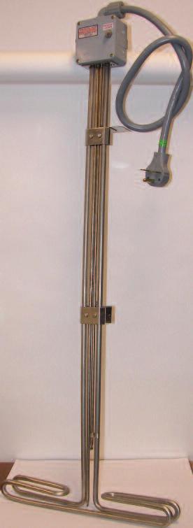 General Purpose Tank or Reservoir Water Immersion Heater A ±1/" Immersion section of heater made of 316 Stainless Steel Cold riser extends to the top of container where control housing is located