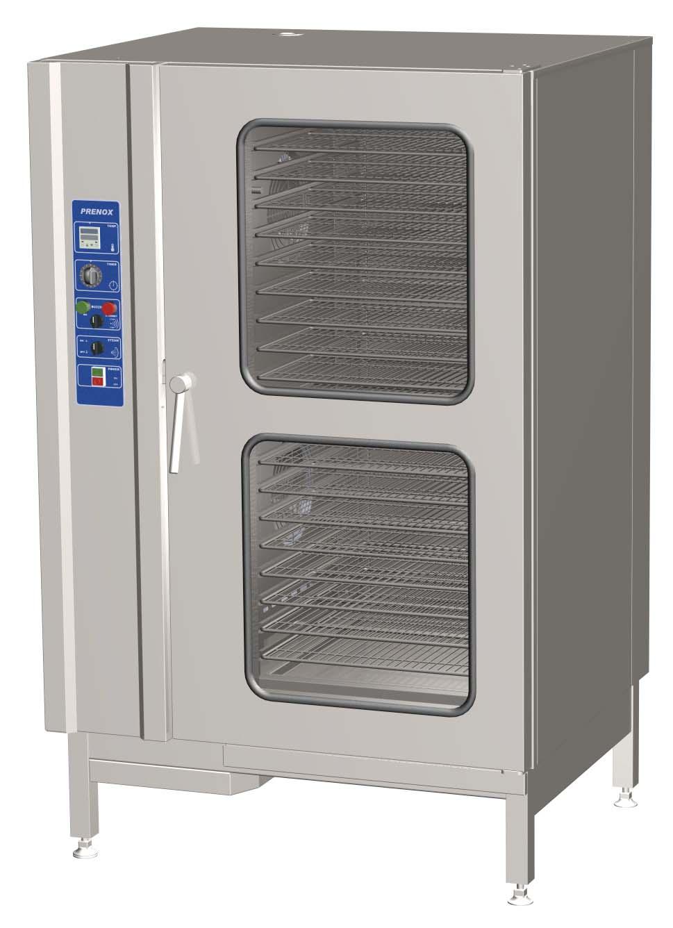 Prenox Convection Oven 40 Pan Vertical OVENS Designed with rounded corners and a drainage system to facilitate easy cleaning.