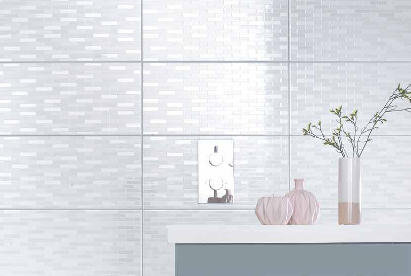 Lustre Luxury Whites bring together three on-trend designs in a new iridescent effect tile.